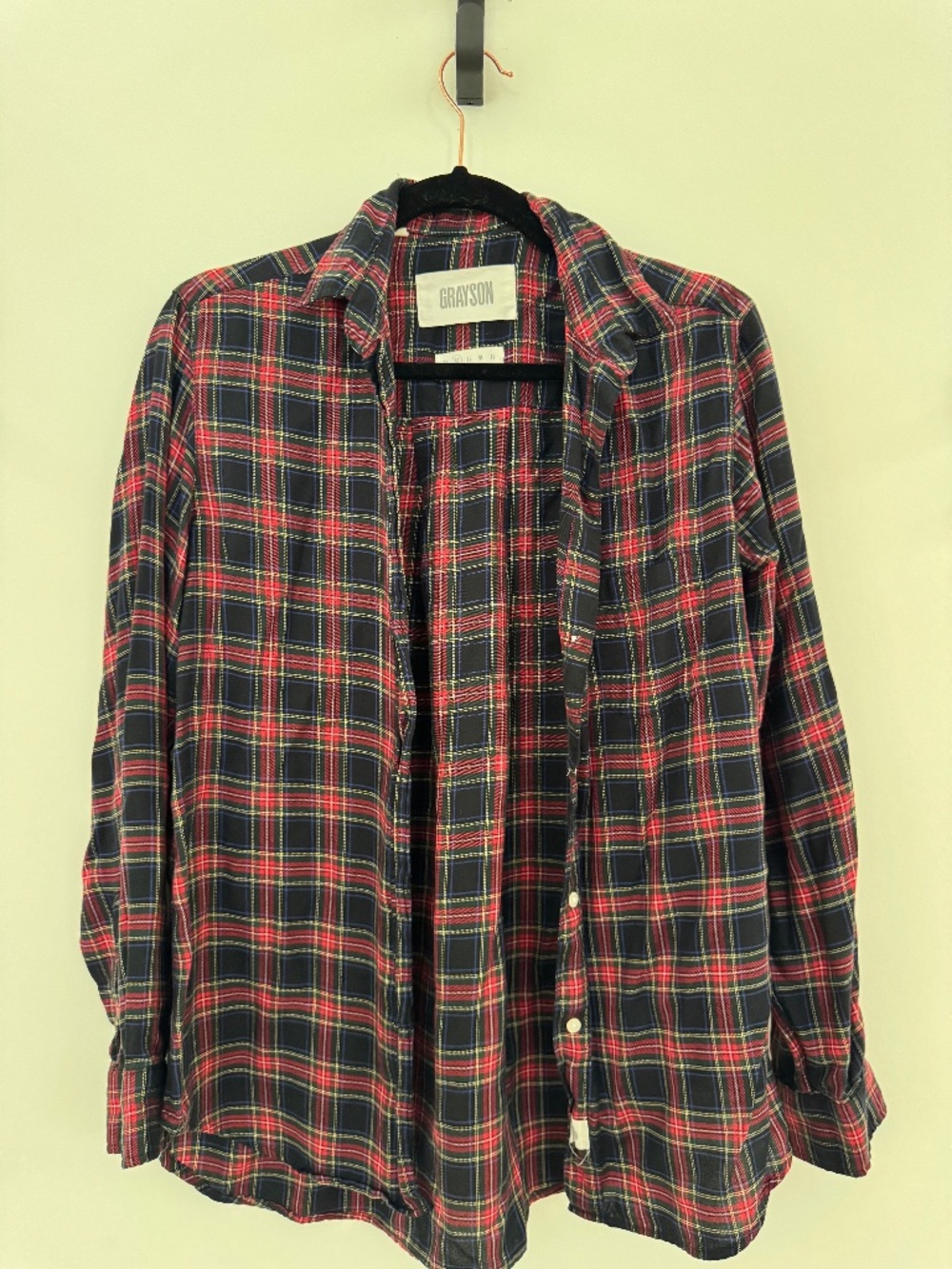 Grayson The Hero Plaid Liquid Liquid Flannel Button Down Shirt Size 2 Red Plaid